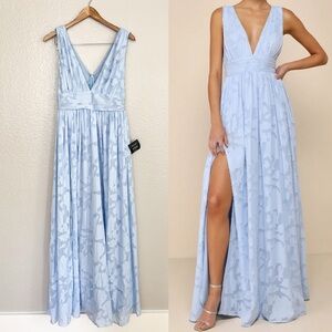 NWOT Sweet Sophistication Light Blue Burnout Floral Maxi Dress